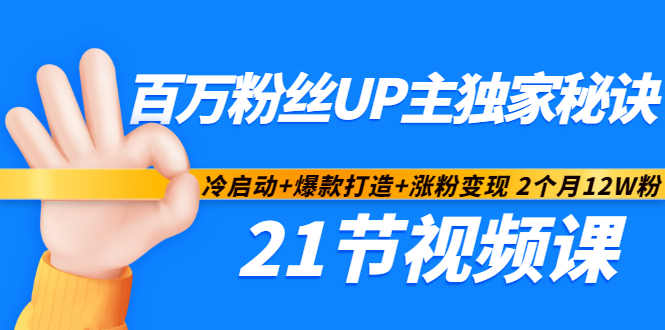 百万粉丝UP主独家秘诀：冷启动+爆款打造+涨粉变现 2个月12W粉（21节视频课)插图