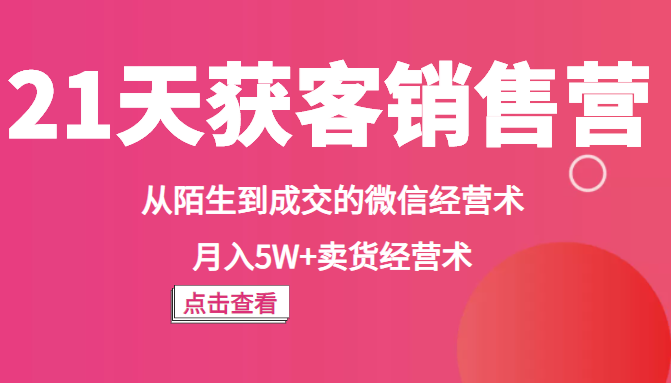 《21天获客销售营》从陌生到成交的微信经营术，月入5W+卖货经营术插图