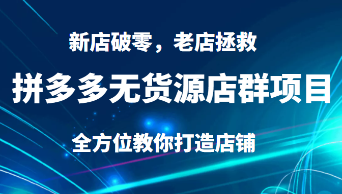 拼多多无货源店群项目，新店破零，老店拯救等全方位教你打造店铺插图