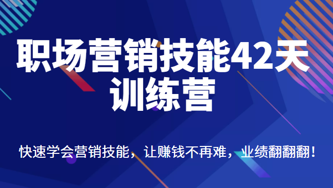 职场营销技能42天训练营，快速学会营销技能，让赚钱不再难，业绩翻翻翻（价值698元）插图