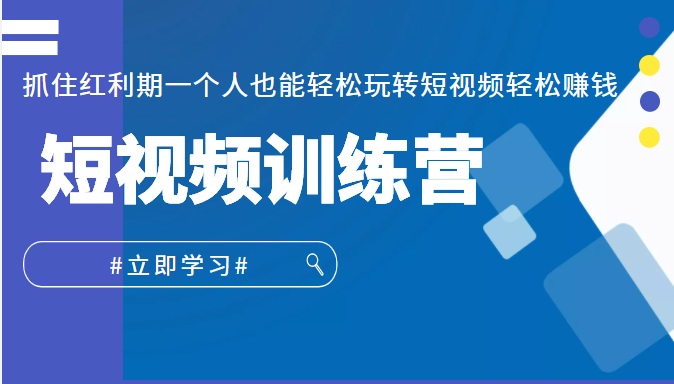 短视频训练营，抓住红利期一个人也能轻松玩转短视频轻松赚钱 (27节课)插图