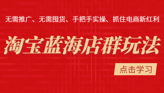 淘宝蓝海店群玩法，无需推广、无需囤货、手把手实操、抓住电商新红利（价值3998元）插图