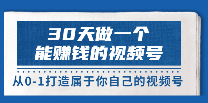 30天做一个能赚钱的视频号，从0-1打造属于你自己的视频号 (价值199元)插图