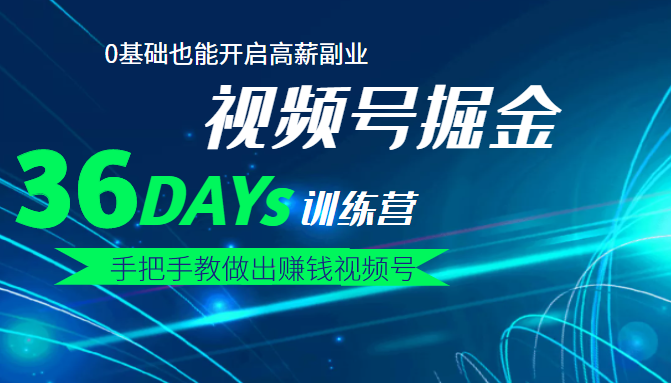 【视频号掘金营】36天手把手教做出赚钱视频号，0基础也能开启高薪副业！插图