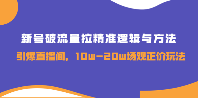 新号破流量拉精准逻辑与方法，引爆直播间，10w-20w场观正价玩法插图