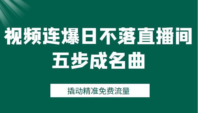 视频连爆日不落直播间五步成名曲，撬动精准免费流量（价值1980元）插图