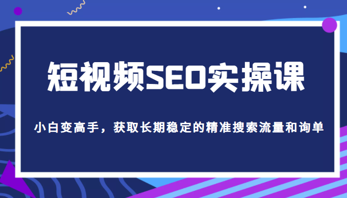 短视频SEO实操课，帮助你从短视频SEO小白变高手，获取长期稳定的精准搜索流量和询单插图