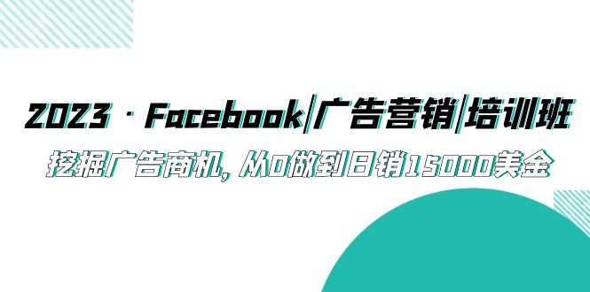 2023·Facebook|广告营销|培训班，挖掘广告商机，从0做到日销15000美金插图