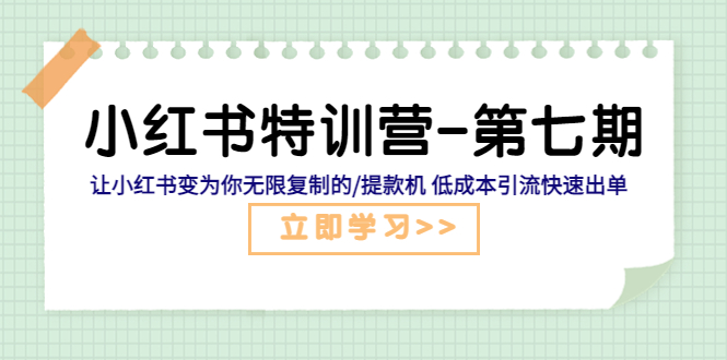 小红书特训营-第七期 让小红书变为你无限复制的提款机 低成本引流快速出单插图