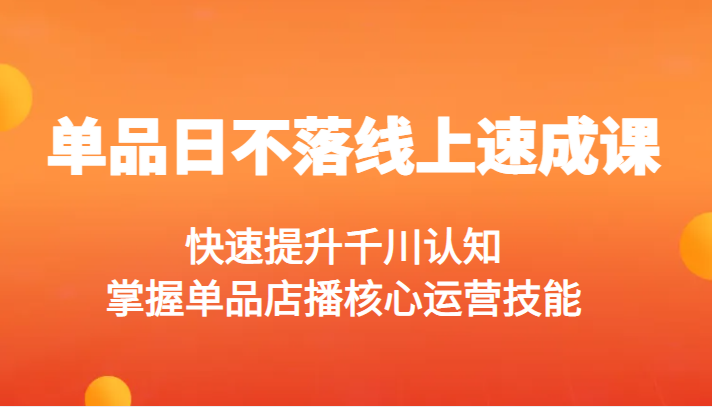 单品日不落线上速成课，快速提升千川认知，掌握单品店播核心运营技能插图