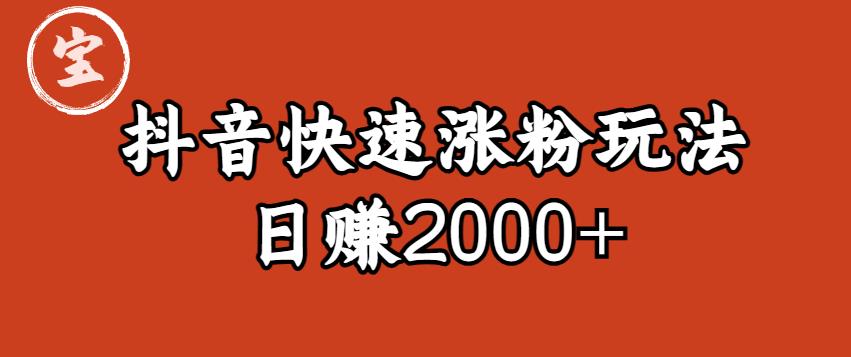 宝哥私藏·抖音快速起号涨粉玩法（4天涨粉1千）（日赚2000+）插图