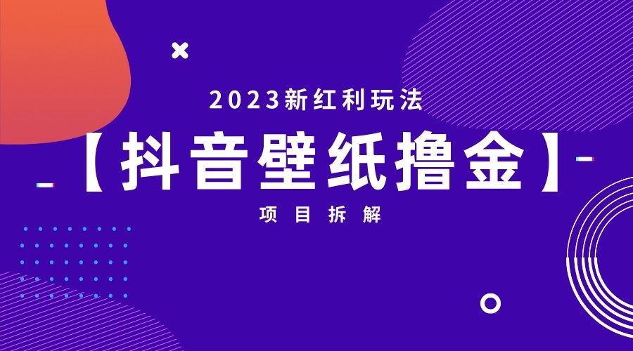 2023新红利玩法，抖音壁纸撸金项目拆解插图