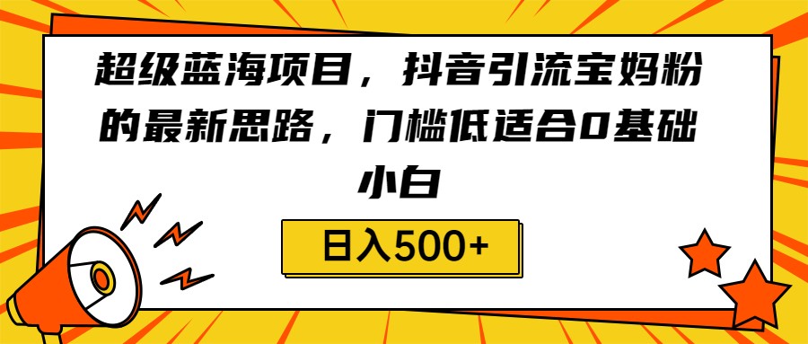 超级蓝海项目，抖音引流宝妈粉的最新思路，门槛低适合0基础小白，轻松日入500+插图