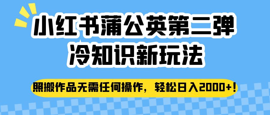 小红书蒲公英第二弹冷知识新玩法，照搬作品无需任何操作，轻松日入2000+！插图