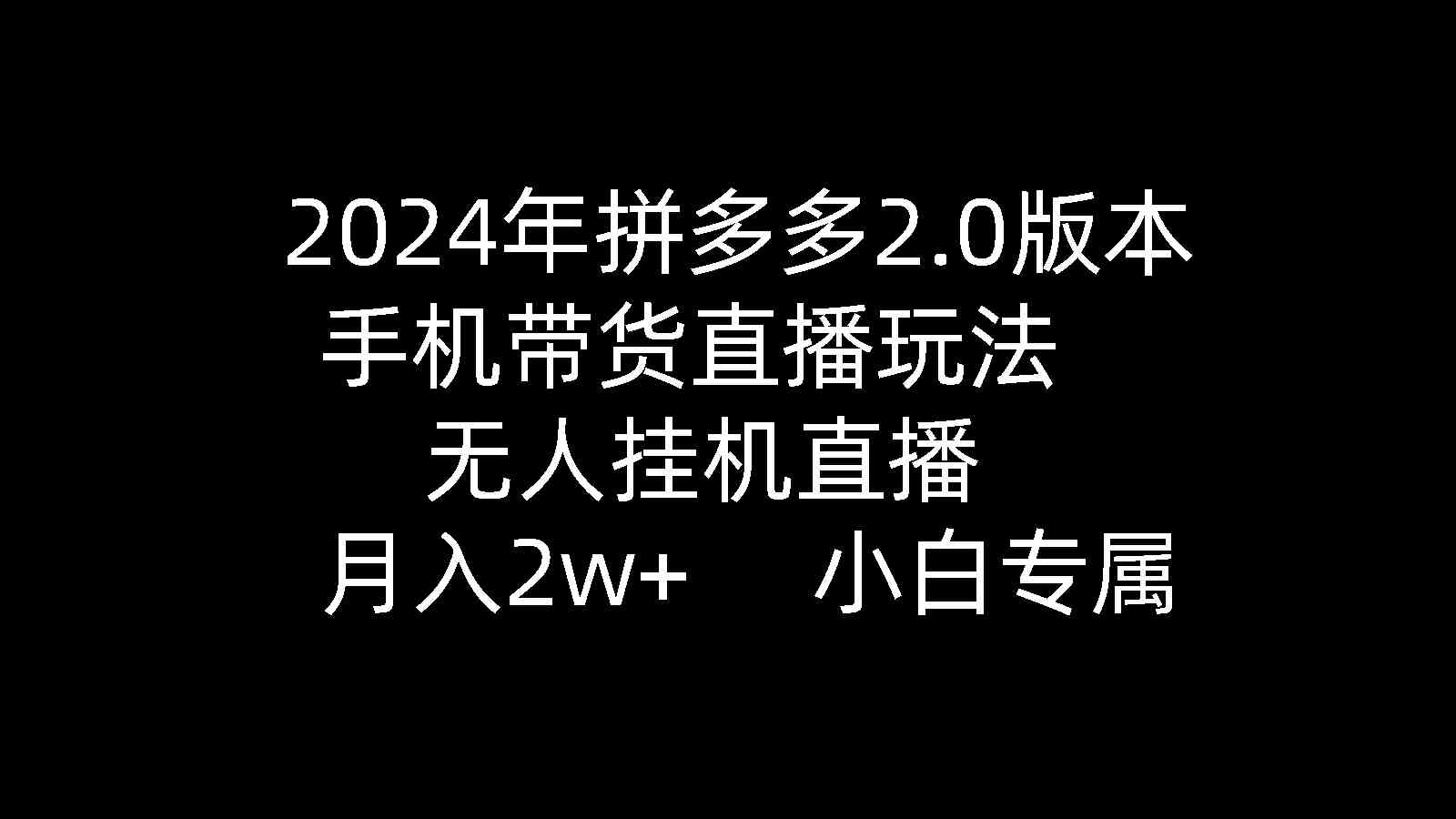 （9768期）2024年拼多多2.0版本，手机带货直播玩法，无人挂机直播， 月入2w+， 小…插图