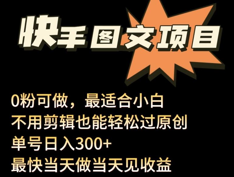 24年最新快手图文带货项目，零粉可做，不用剪辑轻松过原创单号轻松日入300+【揭秘】插图