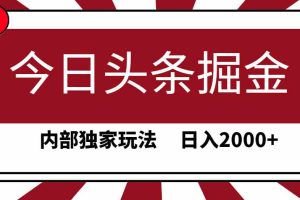 （9832期）今日头条掘金，30秒一篇文章，内部独家玩法，日入2000+