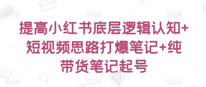 提高小红书底层逻辑认知+短视频思路打爆笔记+纯带货笔记起号插图