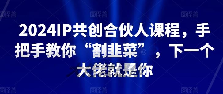 2024IP共创合伙人课程，手把手教你“割韭菜”，下一个大佬就是你插图