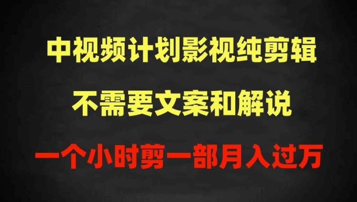 中视频计划影视纯剪辑，不需要文案和解说，一个小时剪一部，100%过原创月入过万【揭秘】插图