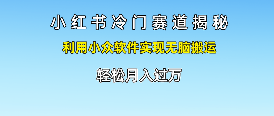 小红书冷门赛道揭秘,利用小众软件实现无脑搬运，轻松月入过万插图