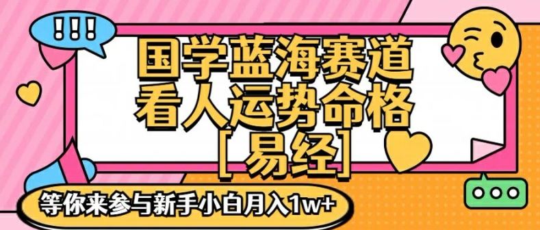 国学蓝海赋能赛道，零基础学习，手把手教学独一份新手小白月入1W+【揭秘】插图