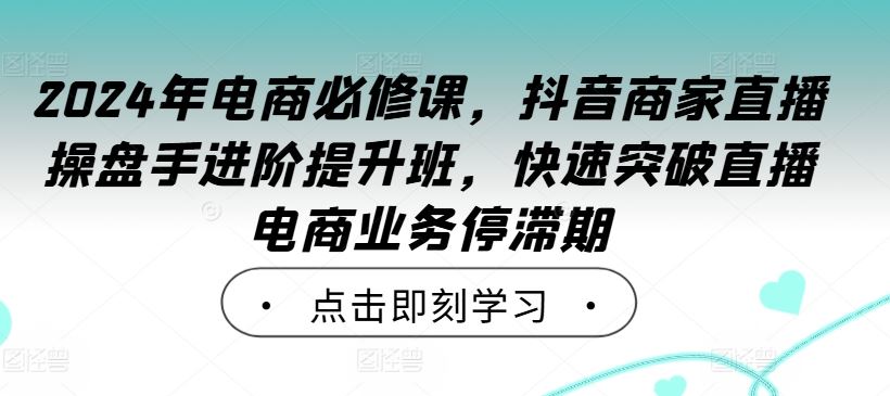 2024年电商必修课，抖音商家直播操盘手进阶提升班，快速突破直播电商业务停滞期插图